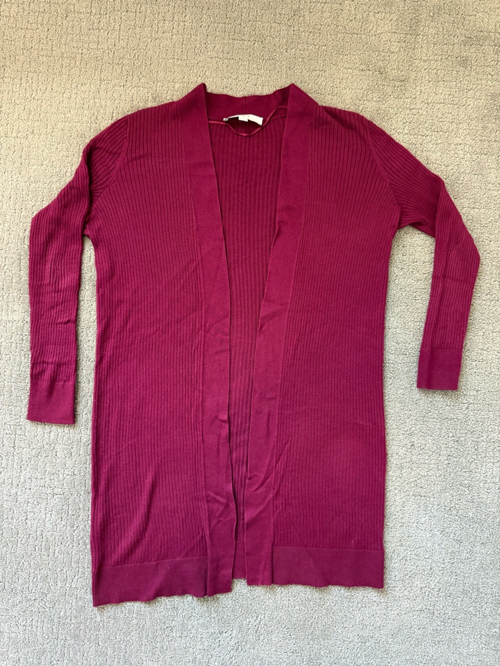 EUC LOFT Burgundy Long Sweater/Cardigan; Sz S